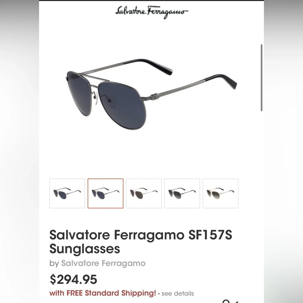 Salvatore Ferragamo SF157S Sunglasses 015 Dark Gun Aviator 60-15-140 Excellent - Picture 10 of 10